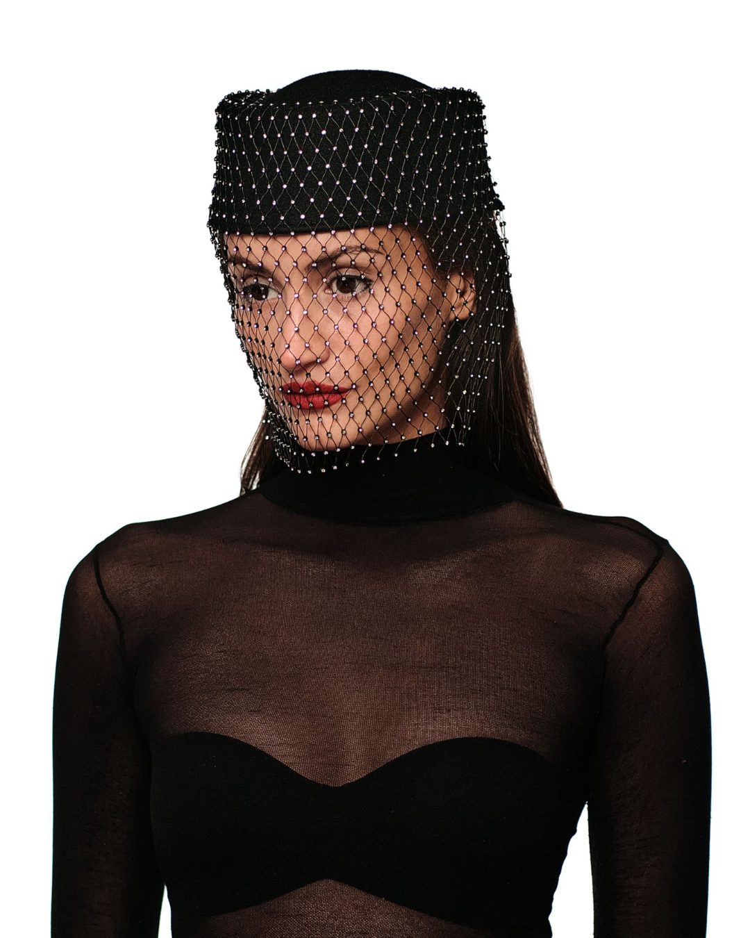 Pillbox Hat with Face Net