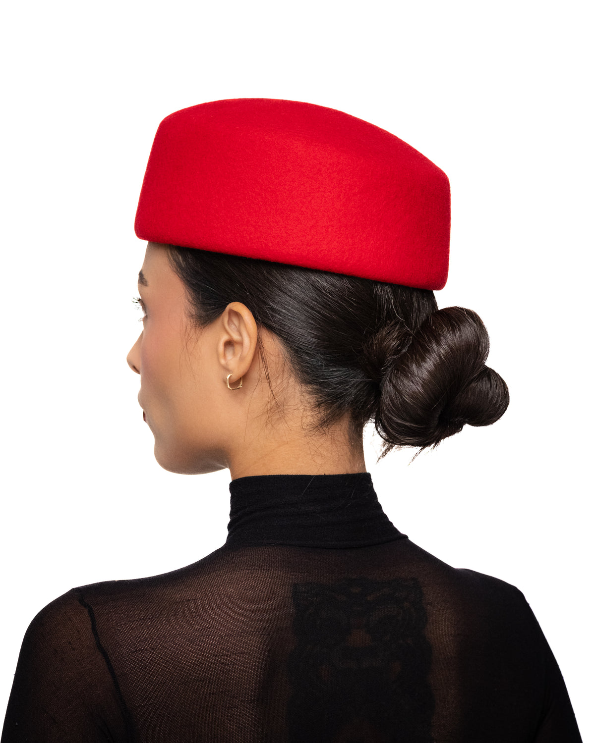 Red Wool Pillbox Hat
