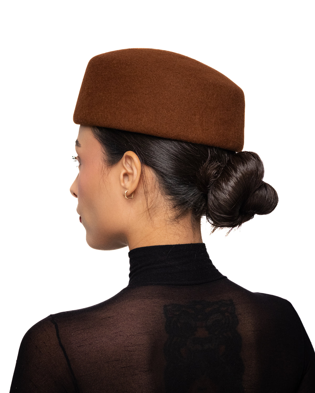 Brown Wool Pillbox Hat