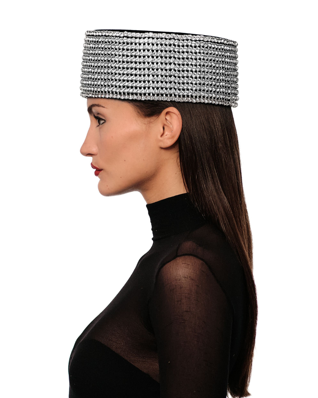 Crystal Pillbox Hat