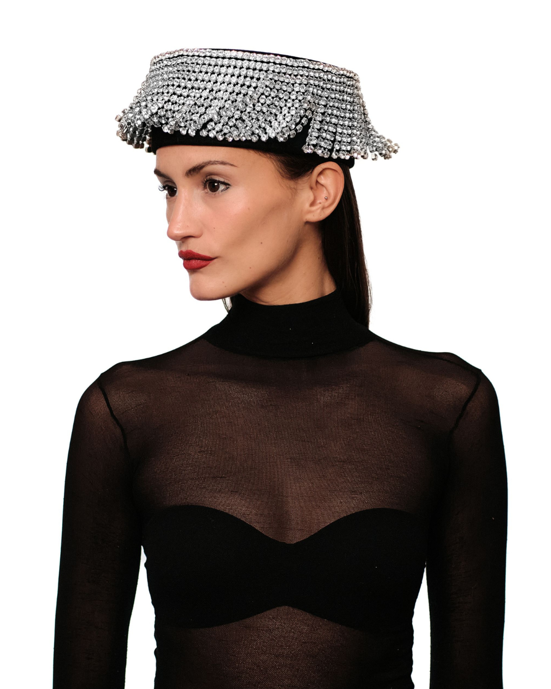 Crystal Pillbox Hat