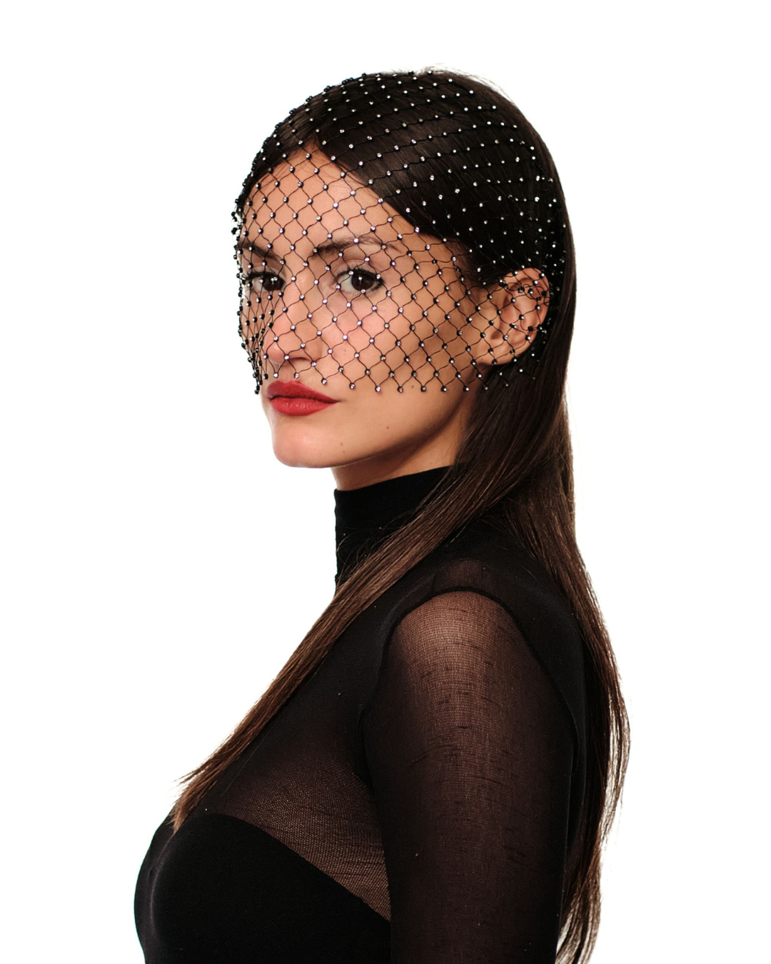 Rhinestone Net Face Veil
