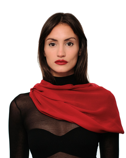 Red Boater Hat with Scarf