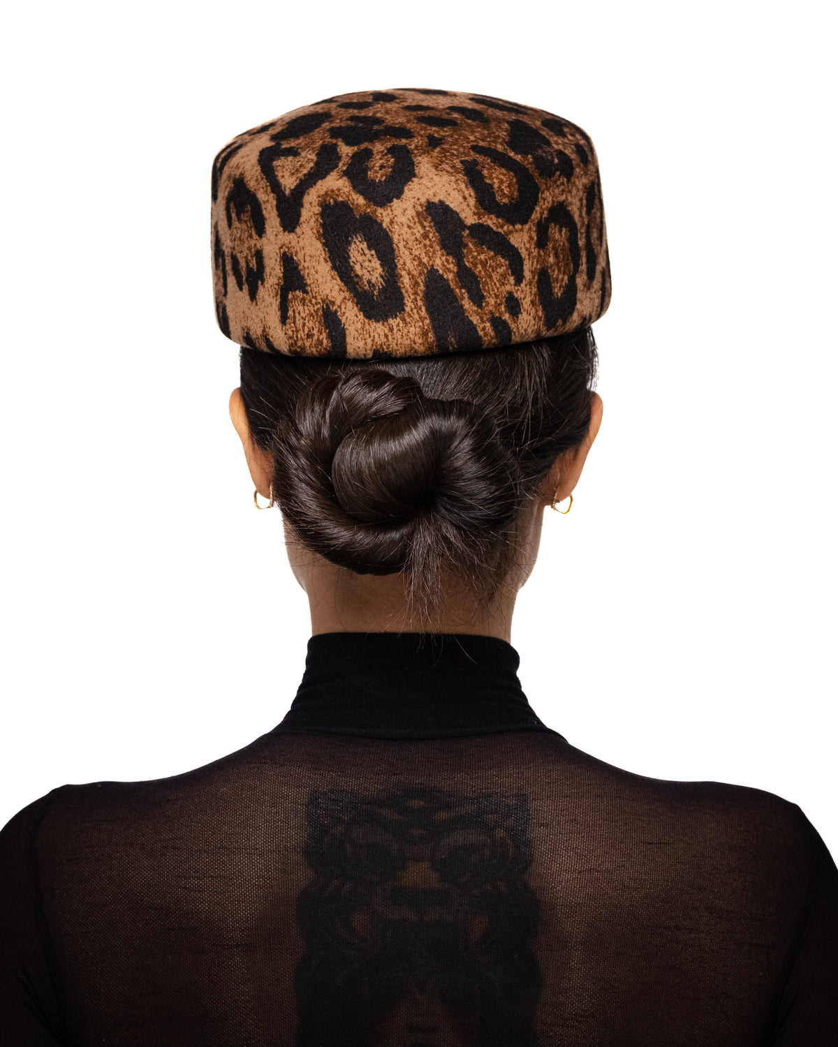 Leopard Print Wool Pillbox Hat
