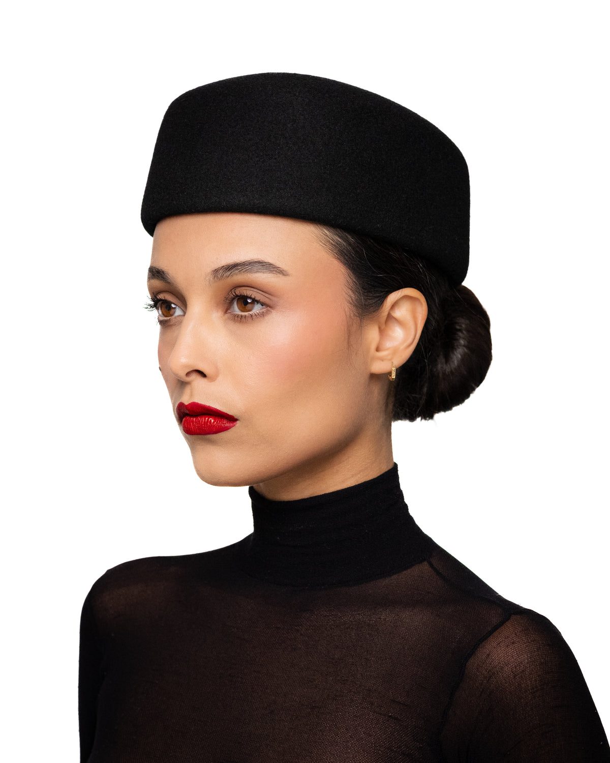 Black Wool Pillbox Hat