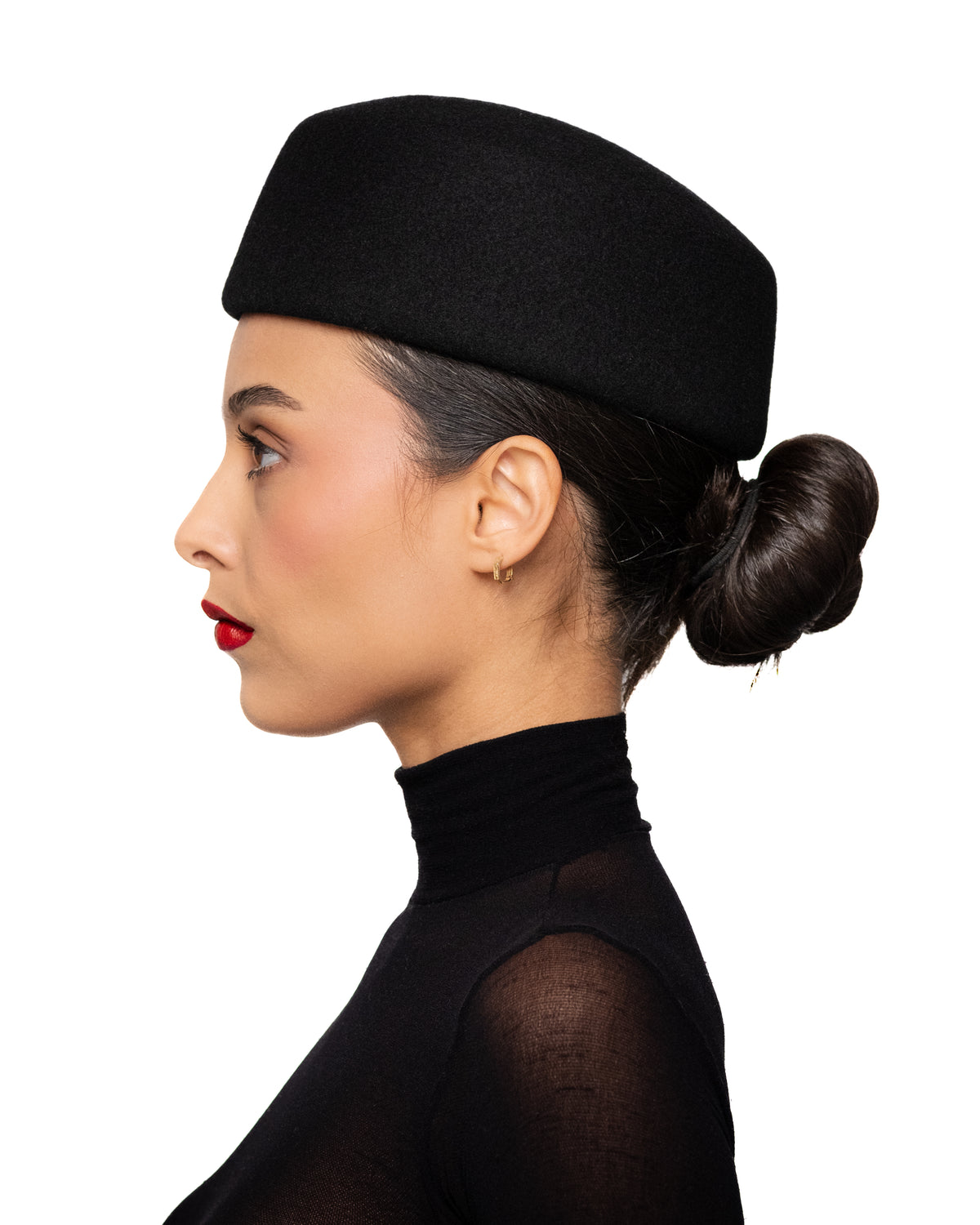 Black Wool Pillbox Hat
