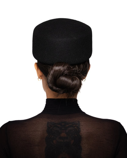 Black Wool Pillbox Hat