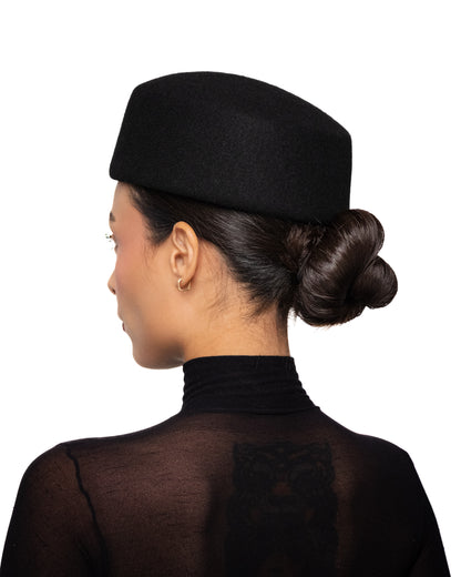 Black Wool Pillbox Hat