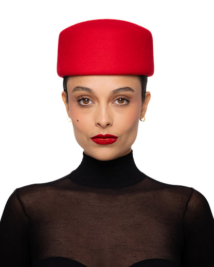 Red Wool Pillbox Hat