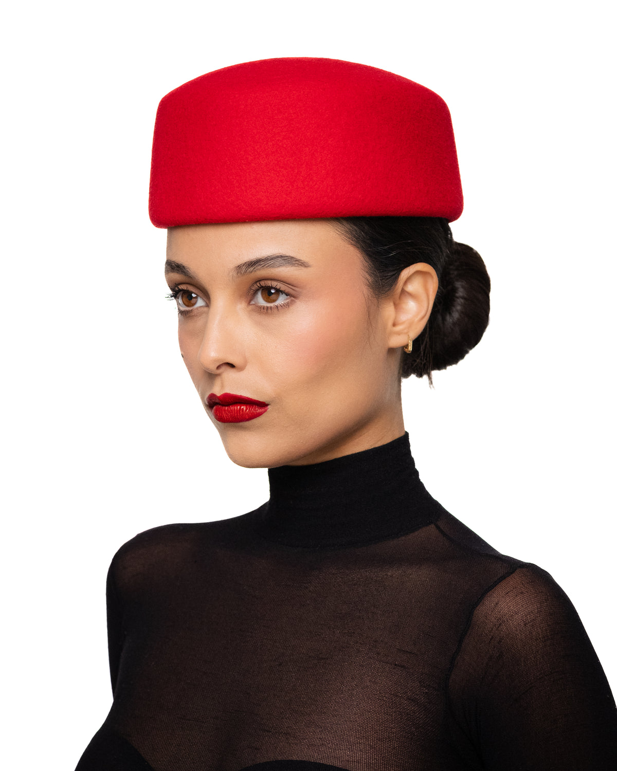 Red Wool Pillbox Hat