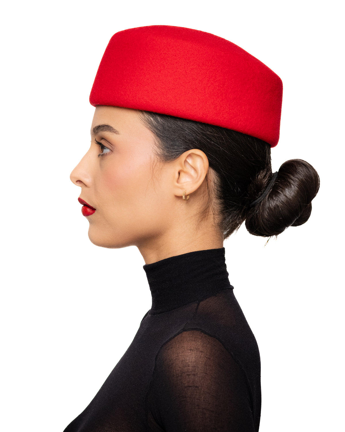 Red Wool Pillbox Hat