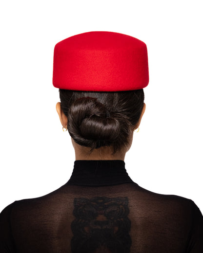 Red Wool Pillbox Hat