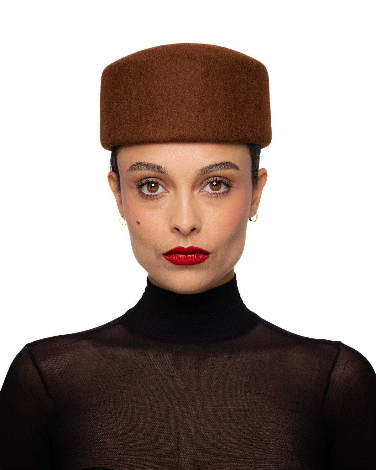 Brown Wool Pillbox Hat
