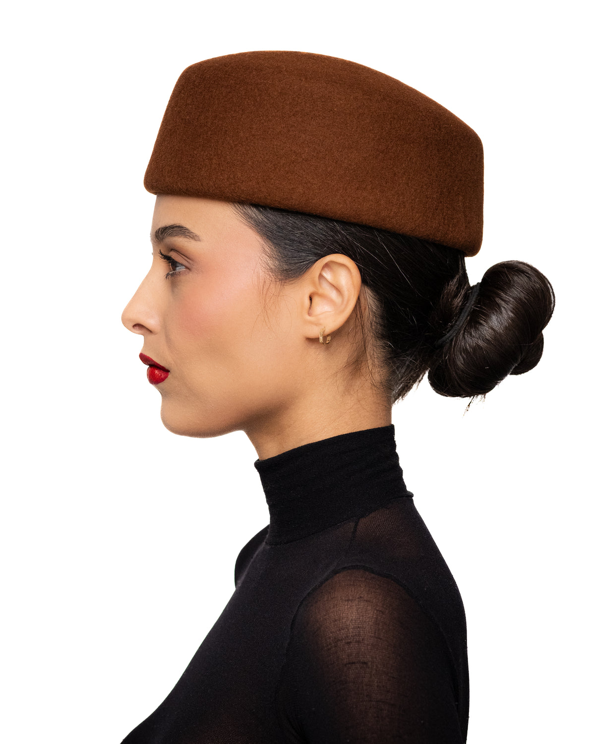 Brown Wool Pillbox Hat