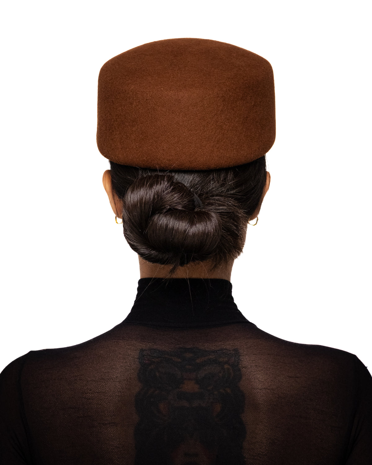 Brown Wool Pillbox Hat