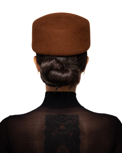 Brown Wool Pillbox Hat