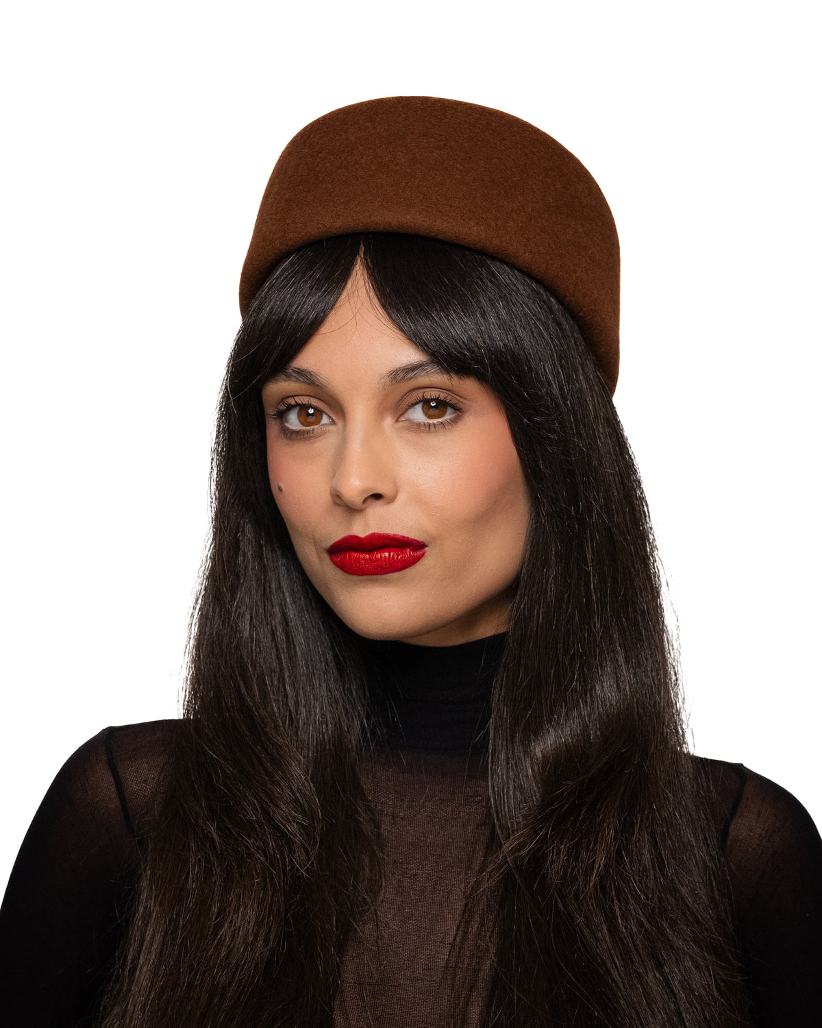 Brown Wool Pillbox Hat